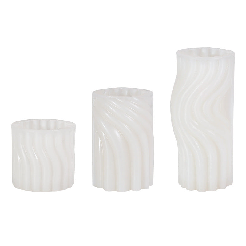 Wavy Cylinder Silicone Mold for Aromatherapy Candles, DIY Irregular Geometric Candle Mould