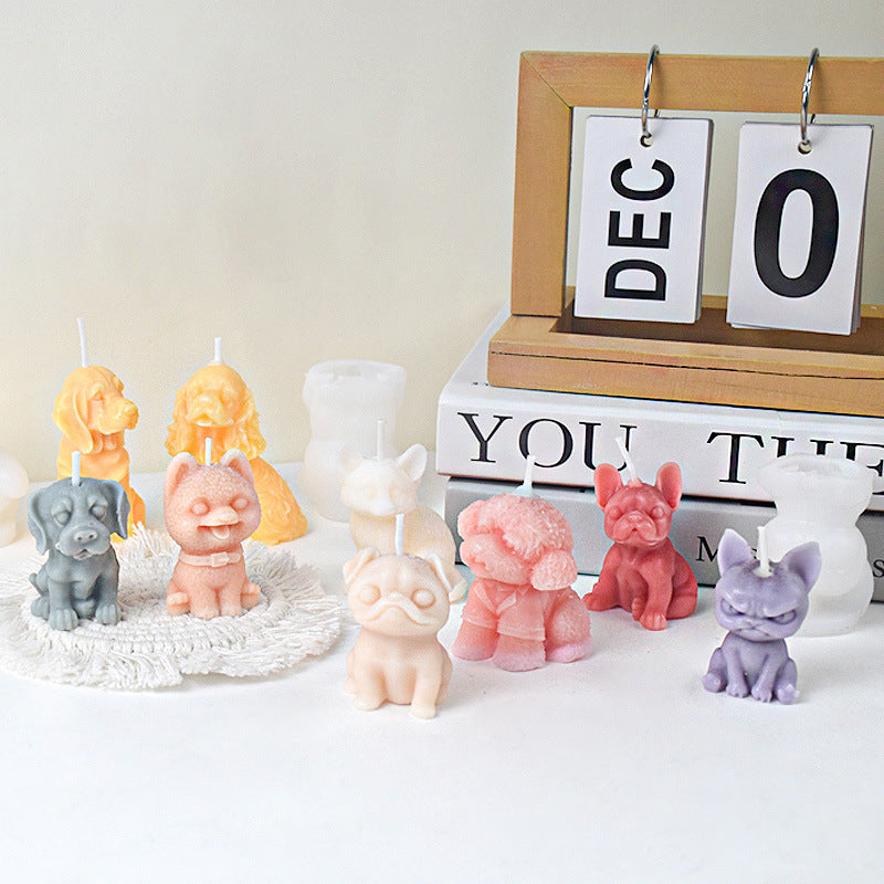 Pets puppy silicone molds DIY Bulldog shape scented candle silicone molds