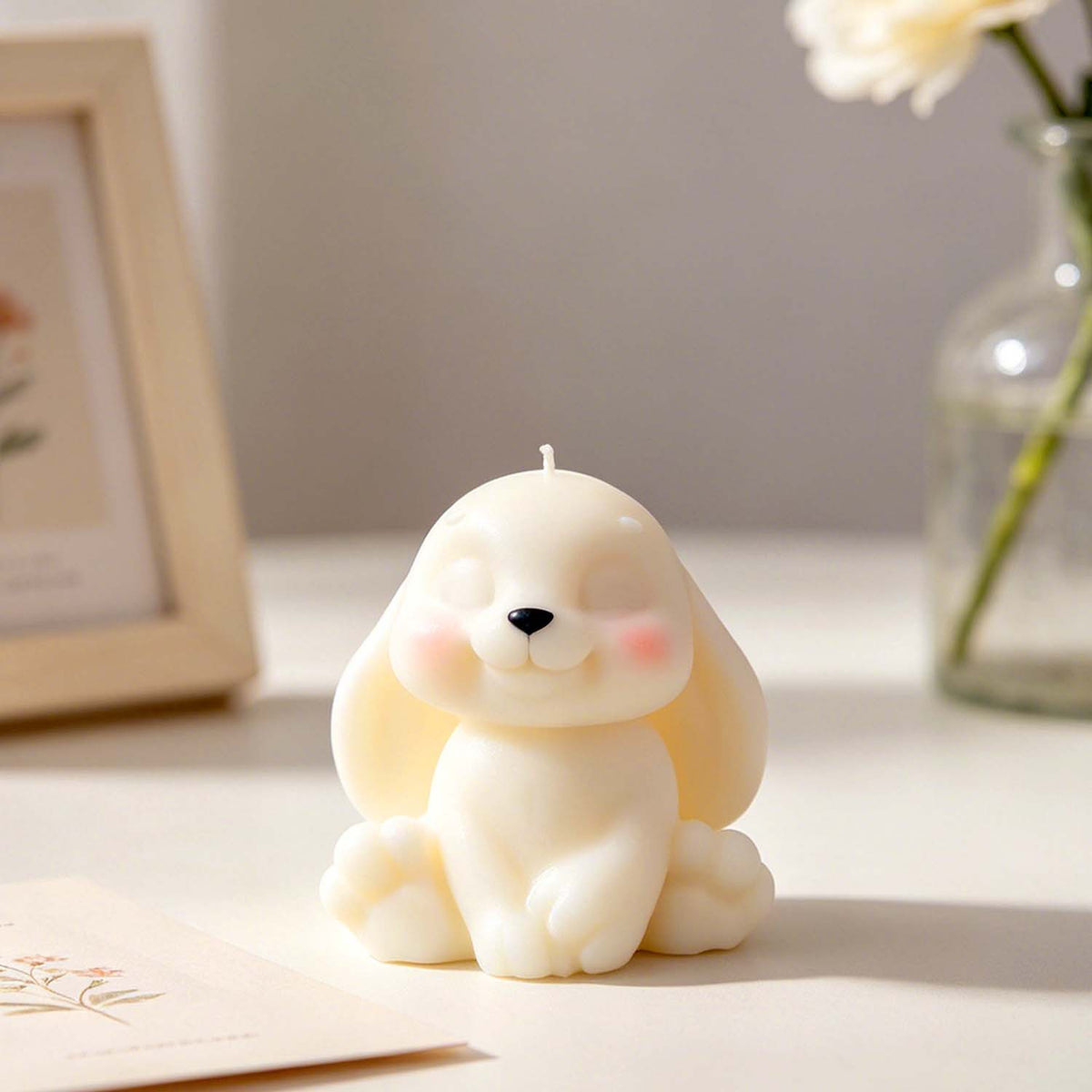 Sitting Long‑Eared Rabbit Silicone Mold, Cute Bunny Figurine Mould, DIY Scented Candle for Home Decor