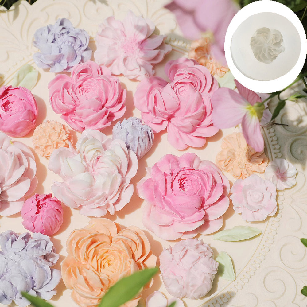 Peony, Rose & Ranunculus Silicone Mold | DIY Floral Candle & Plaster Craft Mold