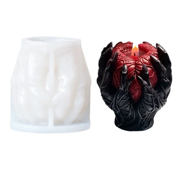 Halloween Hand Holding Heart Silicone Candle Mold, DIY Scary Horror Resin Ornament Mold for Aromatherapy Candle