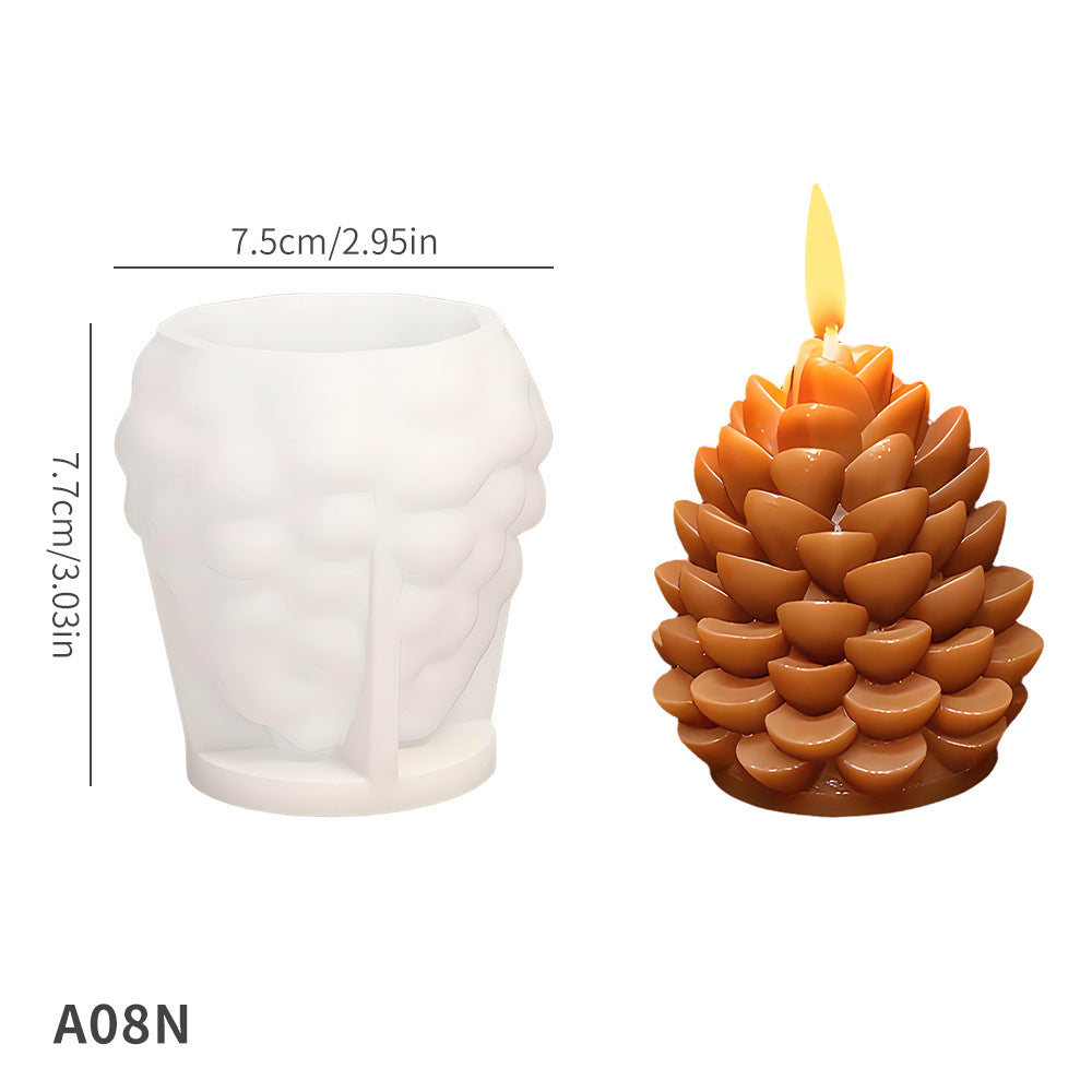 3D Pine Cone Silicone Mold – Christmas Candle & Plaster Ornament Mold, Easy Release for Resin, Gypsum & Wax DIY