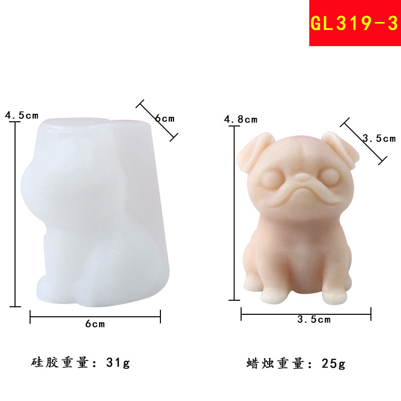 Pets puppy silicone molds DIY Bulldog shape scented candle silicone molds