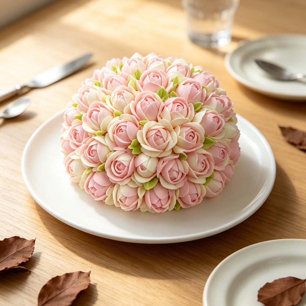 Rose & Daisy Flower Ball Silicone Mold, Food Grade 3D Floral Mousse Cake Mold, Non-stick Baking Mold for Chocolate, Panna Cotta & Dessert Making