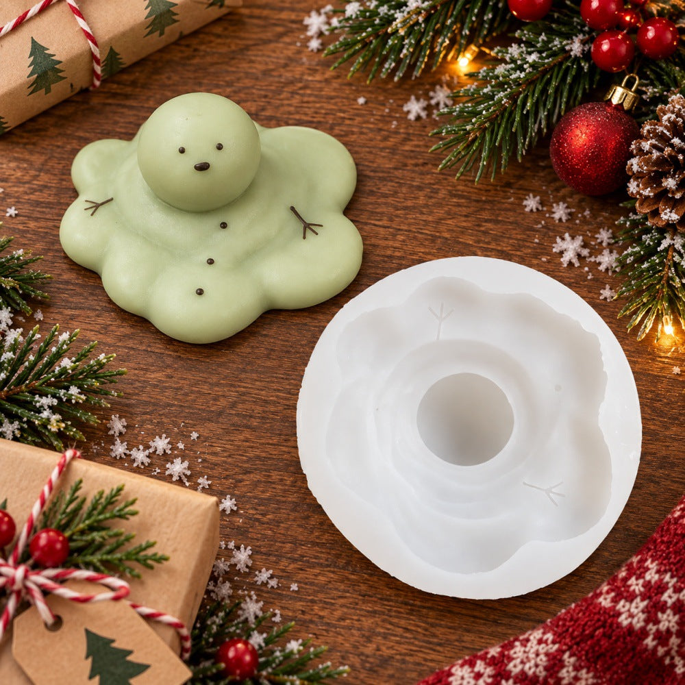 Christmas Melting Snowman Silicone Mold, DIY Handmade Mold for Aromatherapy Candles, Plaster & Soap Making