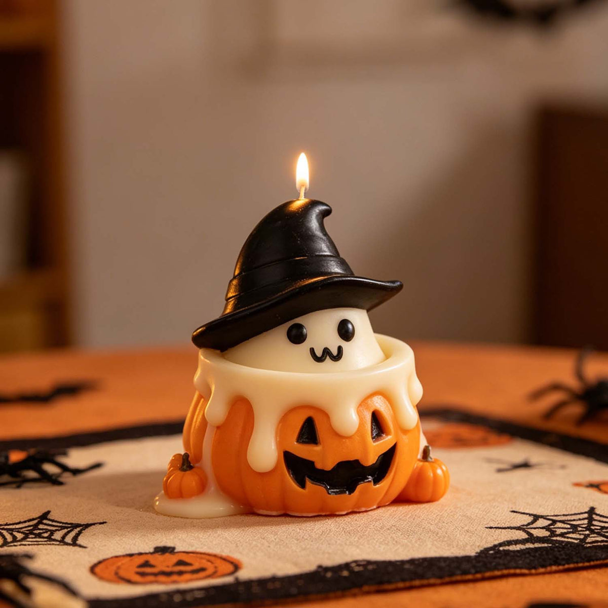 Cute Ghost in Pumpkin Cup Silicone Mold, Halloween DIY Scented Candle Mould, Ghost Ornament Casting Mold for Home Party Decor