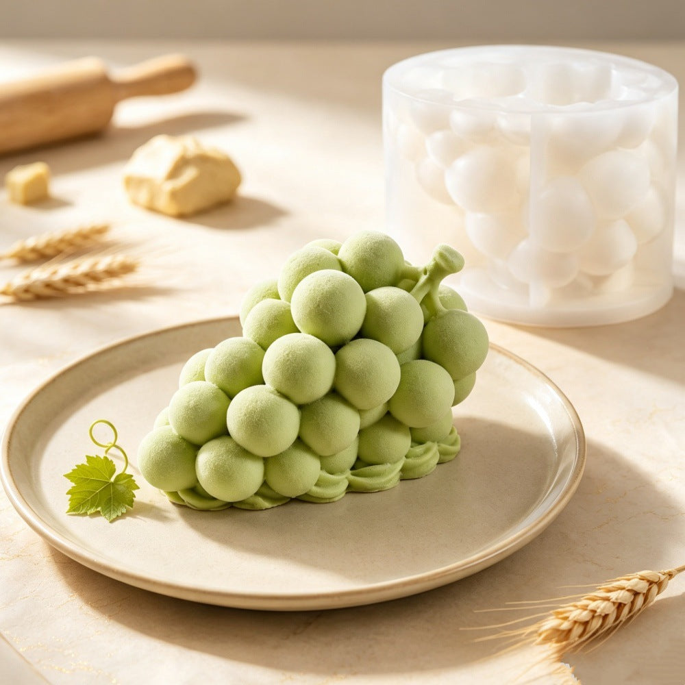 3D Grape Silicone Mold, Realistic Fruit Shaped Baking Mold, Food Grade Soft Silicone Mousse Cake & Chocolate DIY Mold for Home Dessert Making