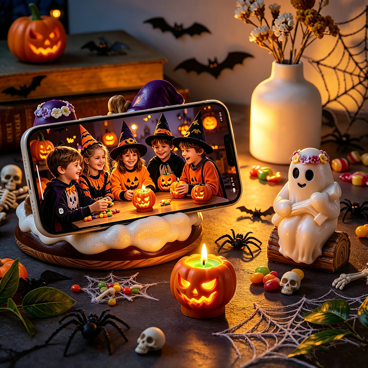 Halloween Pumpkin Skull Ghost Silicone Mold for DIY Aromatherapy Candle & Resin Craft