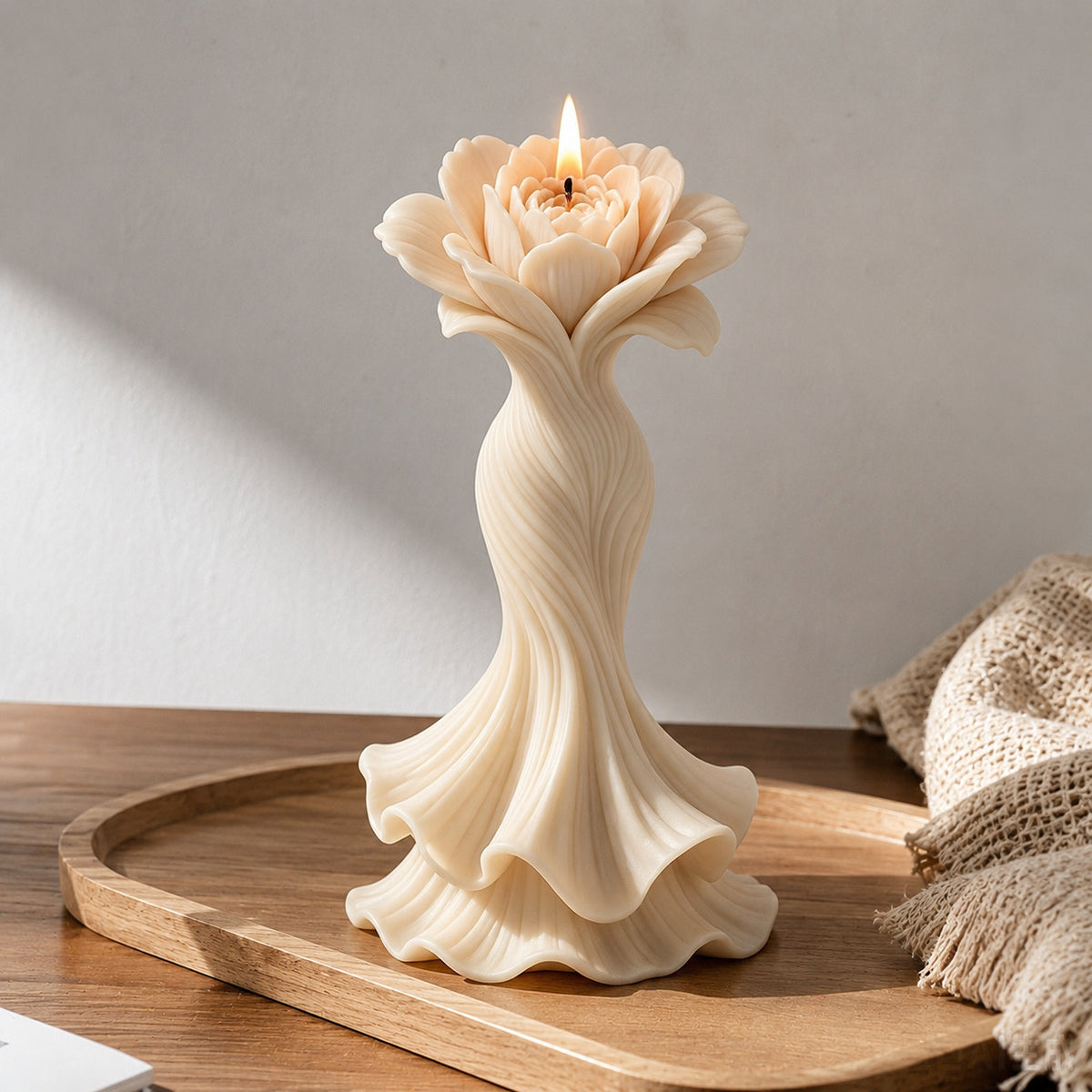 Mermaid Tail Flower Silicone Candle Mold | 3D Carved Floral Craft Mold