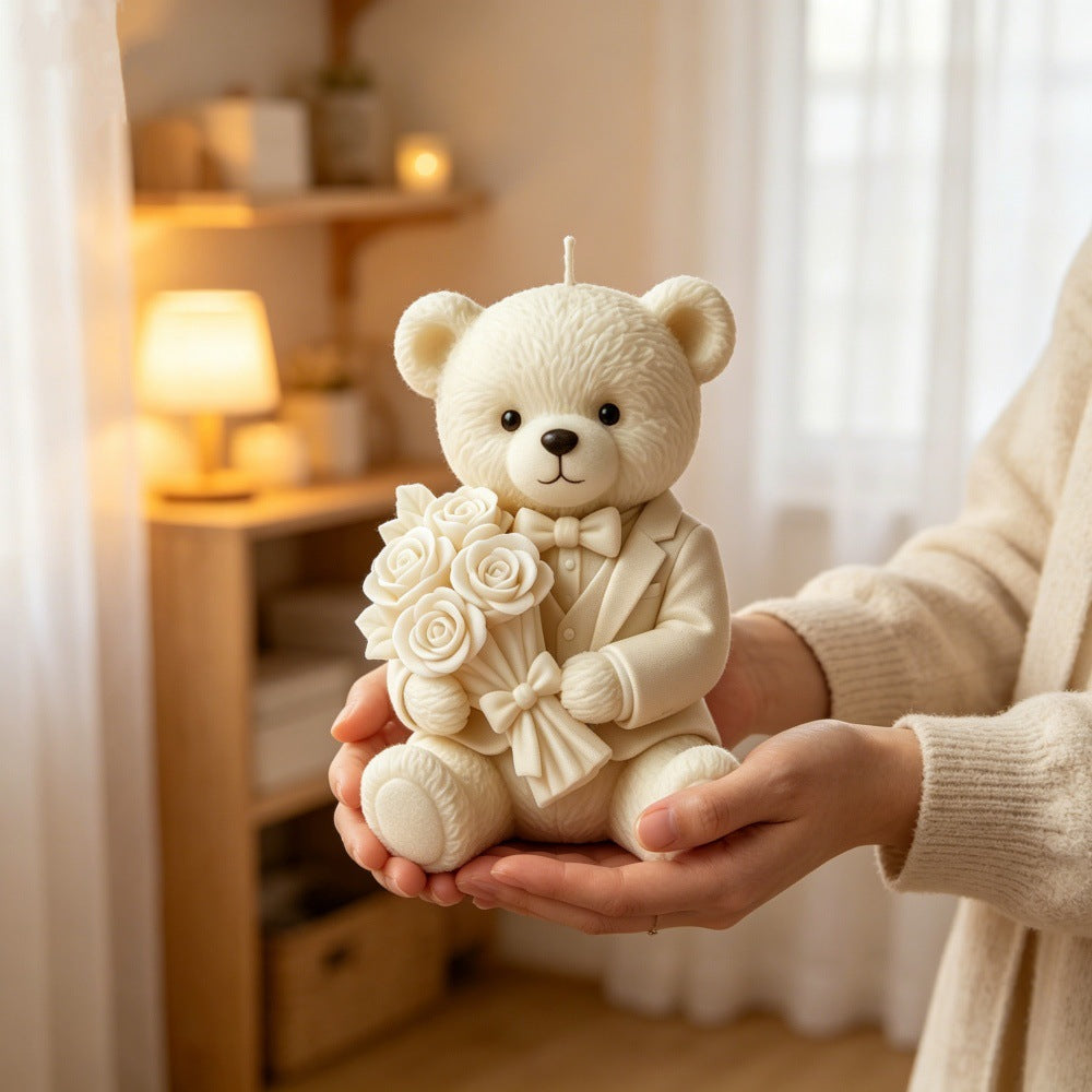 Wedding Teddy Bear Silicone Candle Mold | DIY Plaster & Aromatherapy Craft Mold