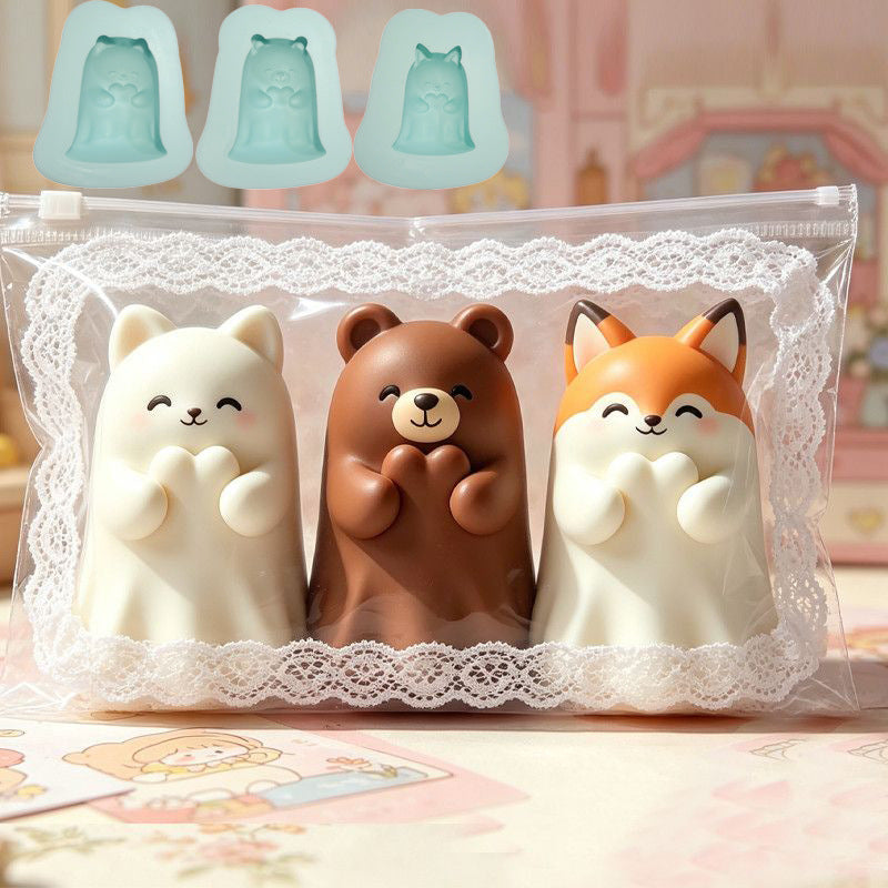 Ghost small animal kneading silicone mold rabbit duck seal coffee paper bag homemade kneading music mold