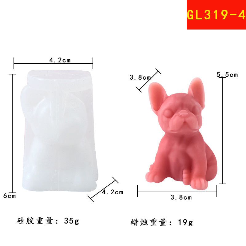 Pets puppy silicone molds DIY Bulldog shape scented candle silicone molds