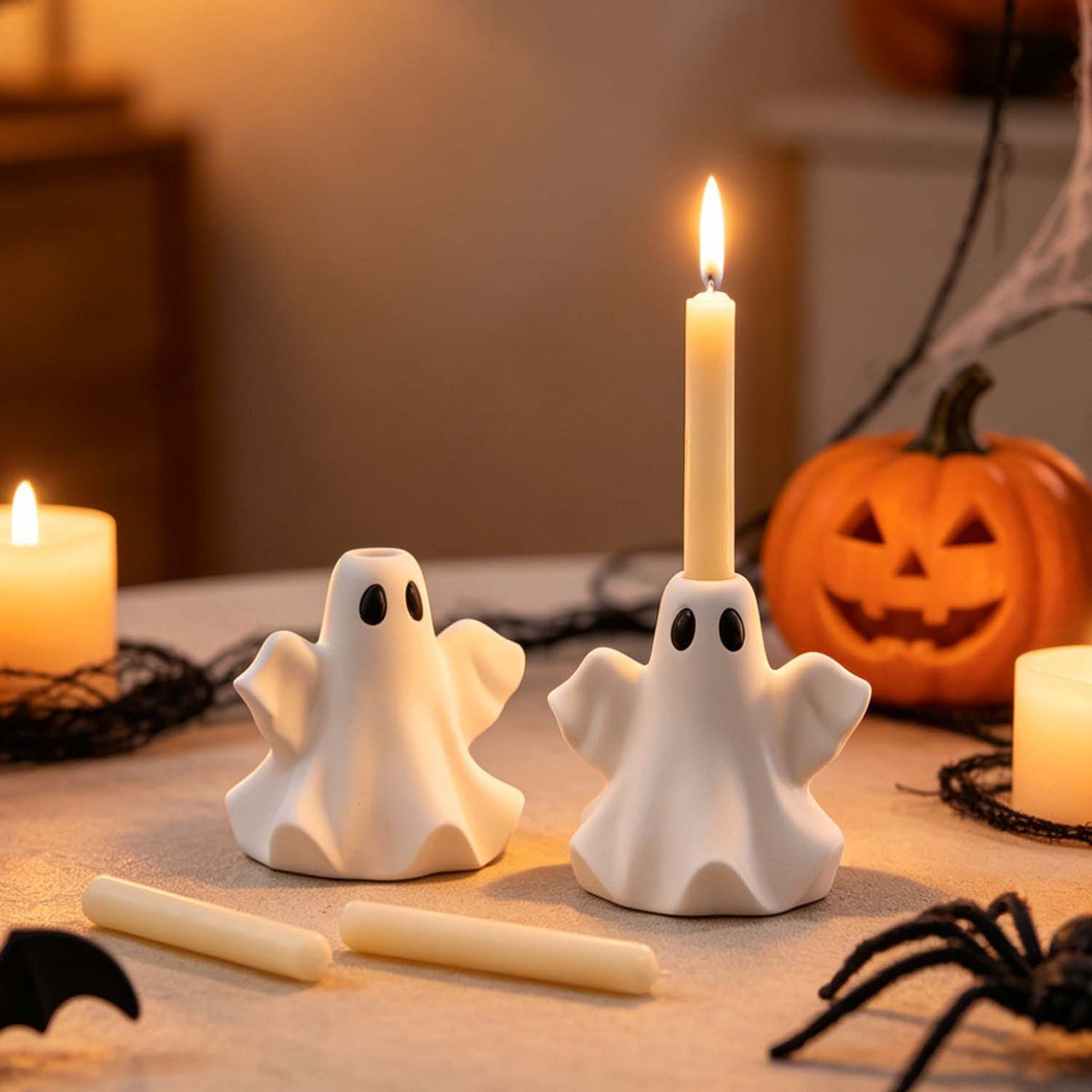 Ghost Candlestick Silicone Mold, Handmade Halloween Decor Ornament Silicone Mould DIY