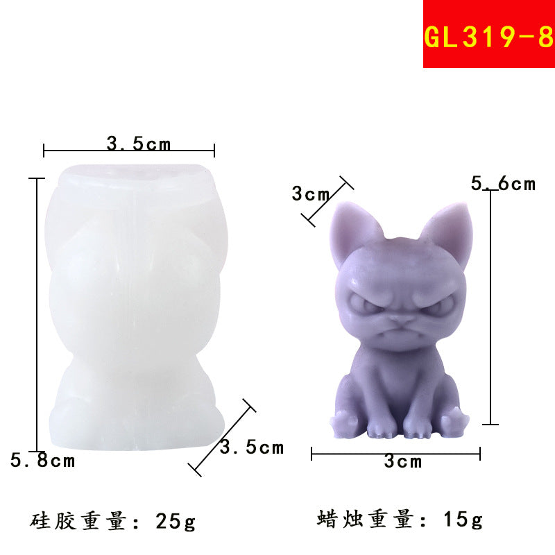 Pets puppy silicone molds DIY Bulldog shape scented candle silicone molds