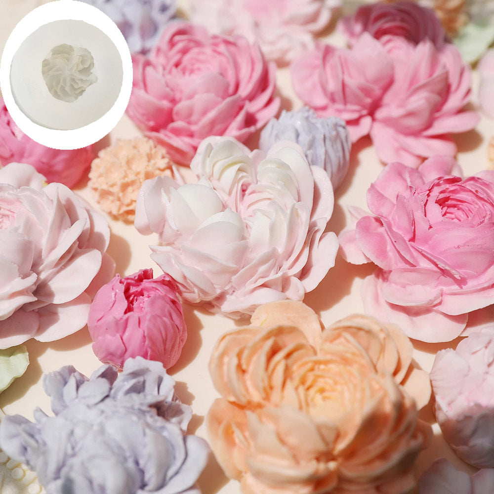 Peony, Rose & Ranunculus Silicone Mold | DIY Floral Candle & Plaster Craft Mold