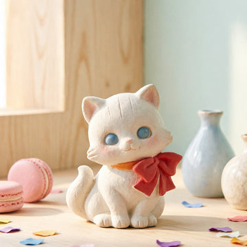 3D Embossed Big-Eyed Kitten Silicone Mold, Bow Sitting Cute Cat Mold for Aromatherapy Candle & Gypsum Home Decor