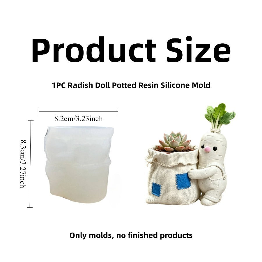 Silicone Turnip Doll Flower Pot Mold, DIY Gypsum Succulent Planter Mould for Plaster, Concrete, Candle Holder, Home Decor Craft
