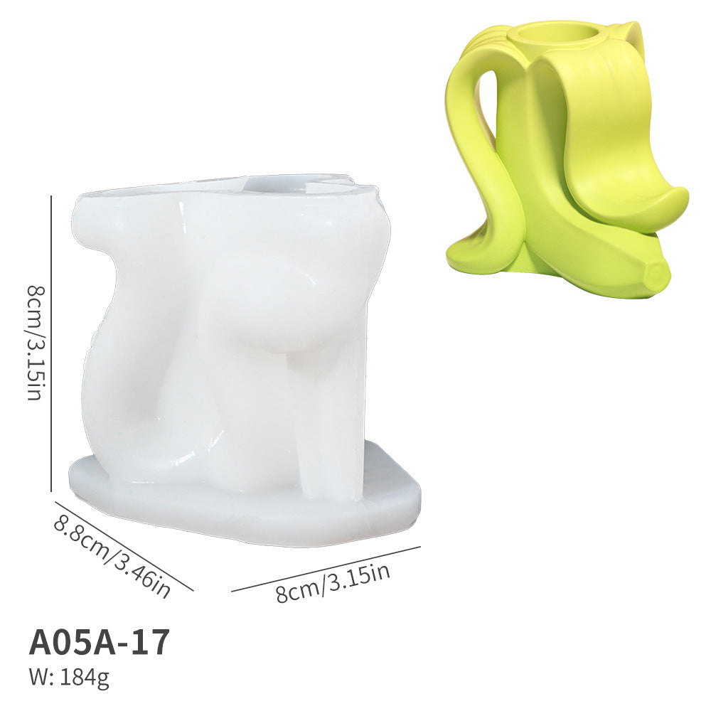 Banana Shape Silicone Mold for Concrete & Plaster Candle Holder, Ins Style Minimalist Modern Bedroom Decor
