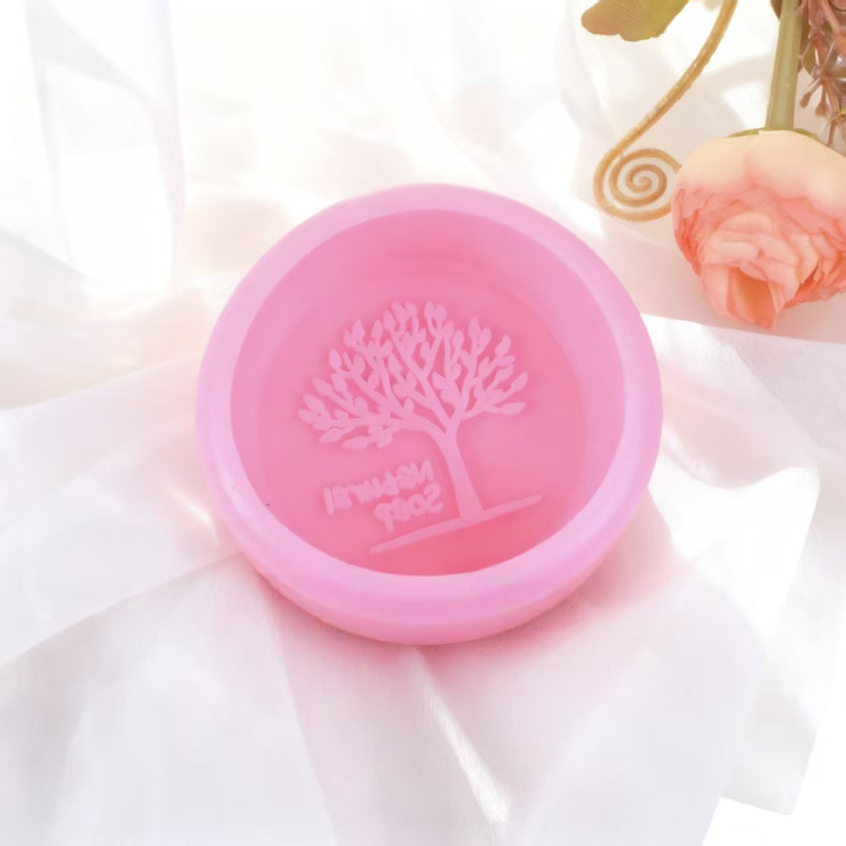 Round Tree of Life Silicone Mold, DIY Handmade Soap Base Mould, Soap & Cake Baking Mold for Home Craft