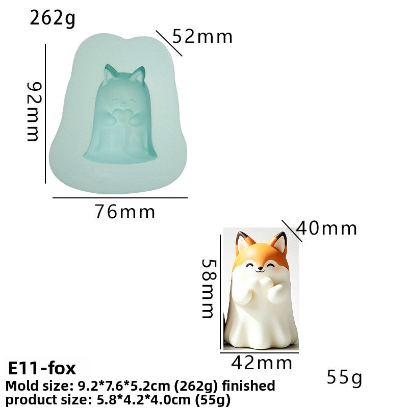 Ghost small animal kneading silicone mold rabbit duck seal coffee paper bag homemade kneading music mold