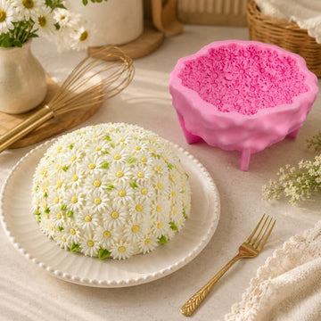 Rose & Daisy Flower Ball Silicone Mold, Food Grade 3D Floral Mousse Cake Mold, Non-stick Baking Mold for Chocolate, Panna Cotta & Dessert Making