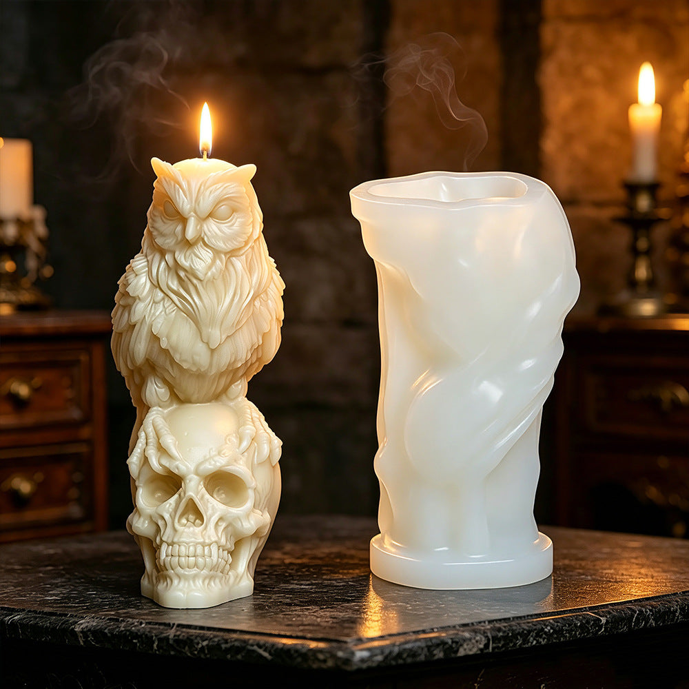 3D Owl Skull Silicone Mold for Aromatherapy Candle, Gothic Handmade Decor Craft Mold