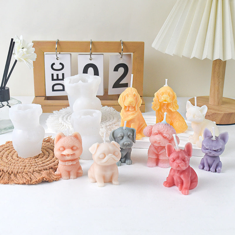 Pets puppy silicone molds DIY Bulldog shape scented candle silicone molds