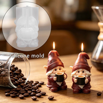 Christmas Coffee Gnome Silicone Mold, Cute Santa Gnome Figurine Mould, DIY Scented Candle for Xmas Home Decor