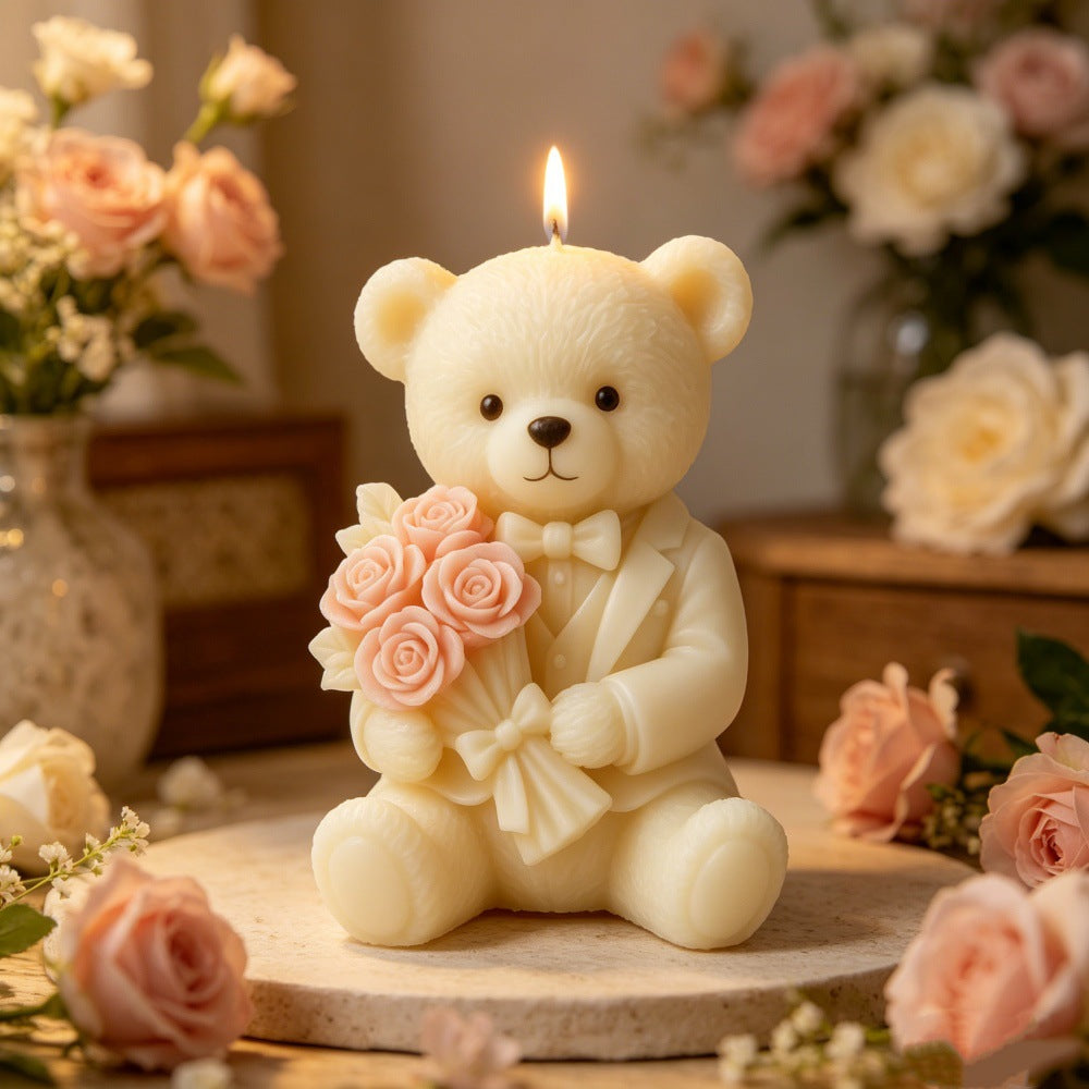 Wedding Teddy Bear Silicone Candle Mold | DIY Plaster & Aromatherapy Craft Mold