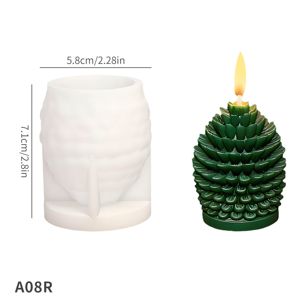 3D Pine Cone Silicone Mold – Christmas Candle & Plaster Ornament Mold, Easy Release for Resin, Gypsum & Wax DIY