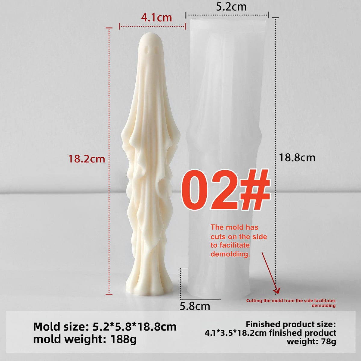 Ghost candle silicone mold-Halloween taper candle mold-Ghost long stick scented candle mold-Silicone wax mold for home decor candle making