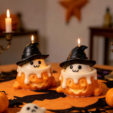 Cute Ghost in Pumpkin Cup Silicone Mold, Halloween DIY Scented Candle Mould, Ghost Ornament Casting Mold for Home Party Decor