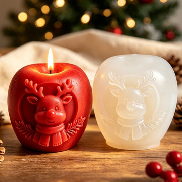 Christmas Reindeer Apple Silicone Mold, Peace Apple Shaped Aromatherapy Candle Making Mold, DIY Craft Silicone Mold for Fragrance Candle
