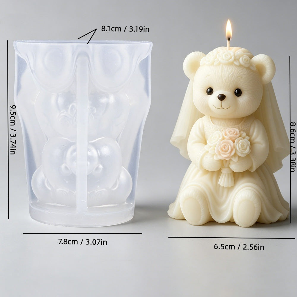 Wedding Teddy Bear Silicone Candle Mold | DIY Plaster & Aromatherapy Craft Mold