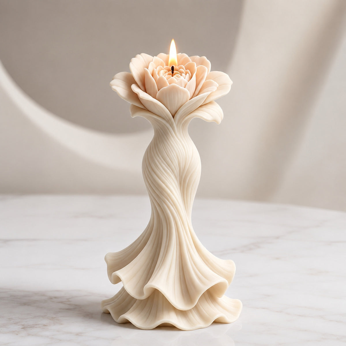 Mermaid Tail Flower Silicone Candle Mold | 3D Carved Floral Craft Mold