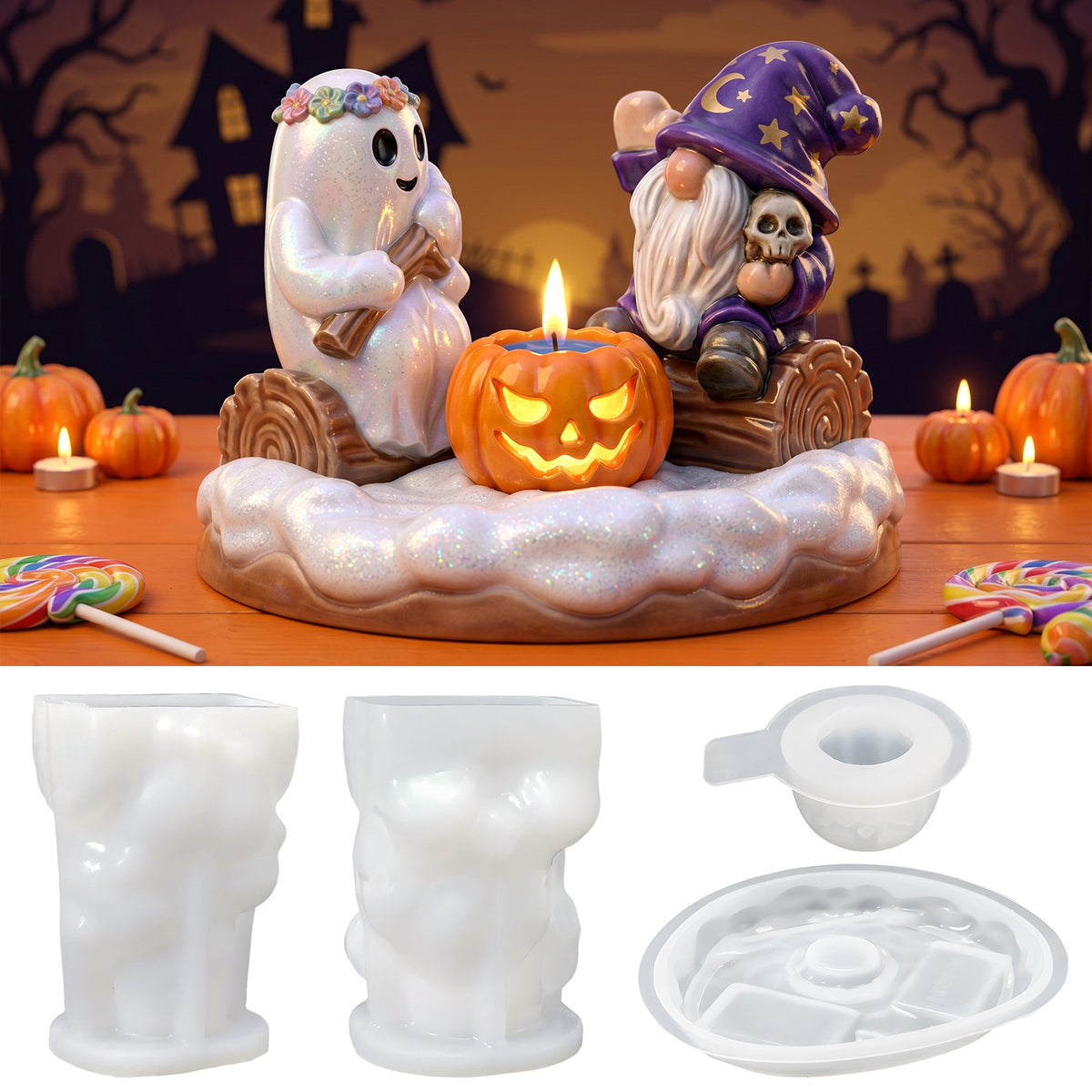 Halloween Pumpkin Skull Ghost Silicone Mold for DIY Aromatherapy Candle & Resin Craft