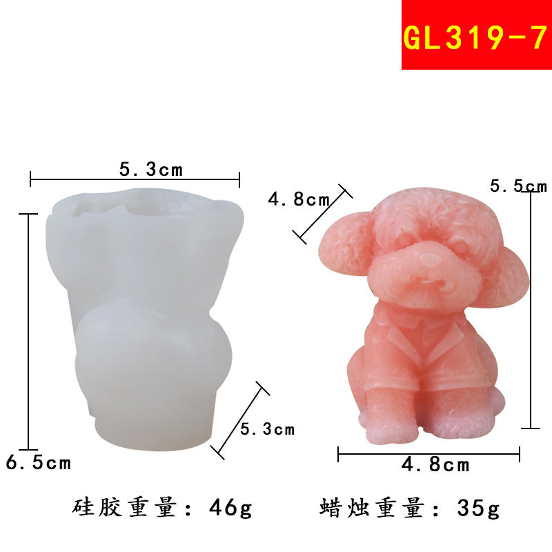 Pets puppy silicone molds DIY Bulldog shape scented candle silicone molds