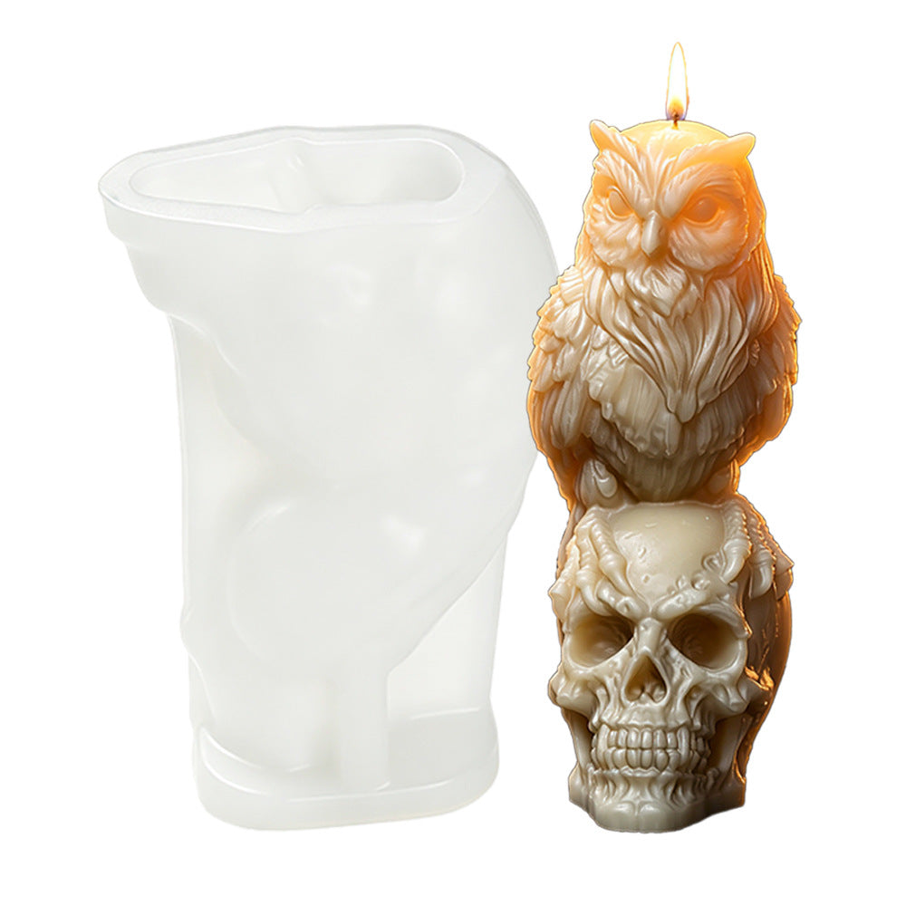 3D Owl Skull Silicone Mold for Aromatherapy Candle, Gothic Handmade Decor Craft Mold