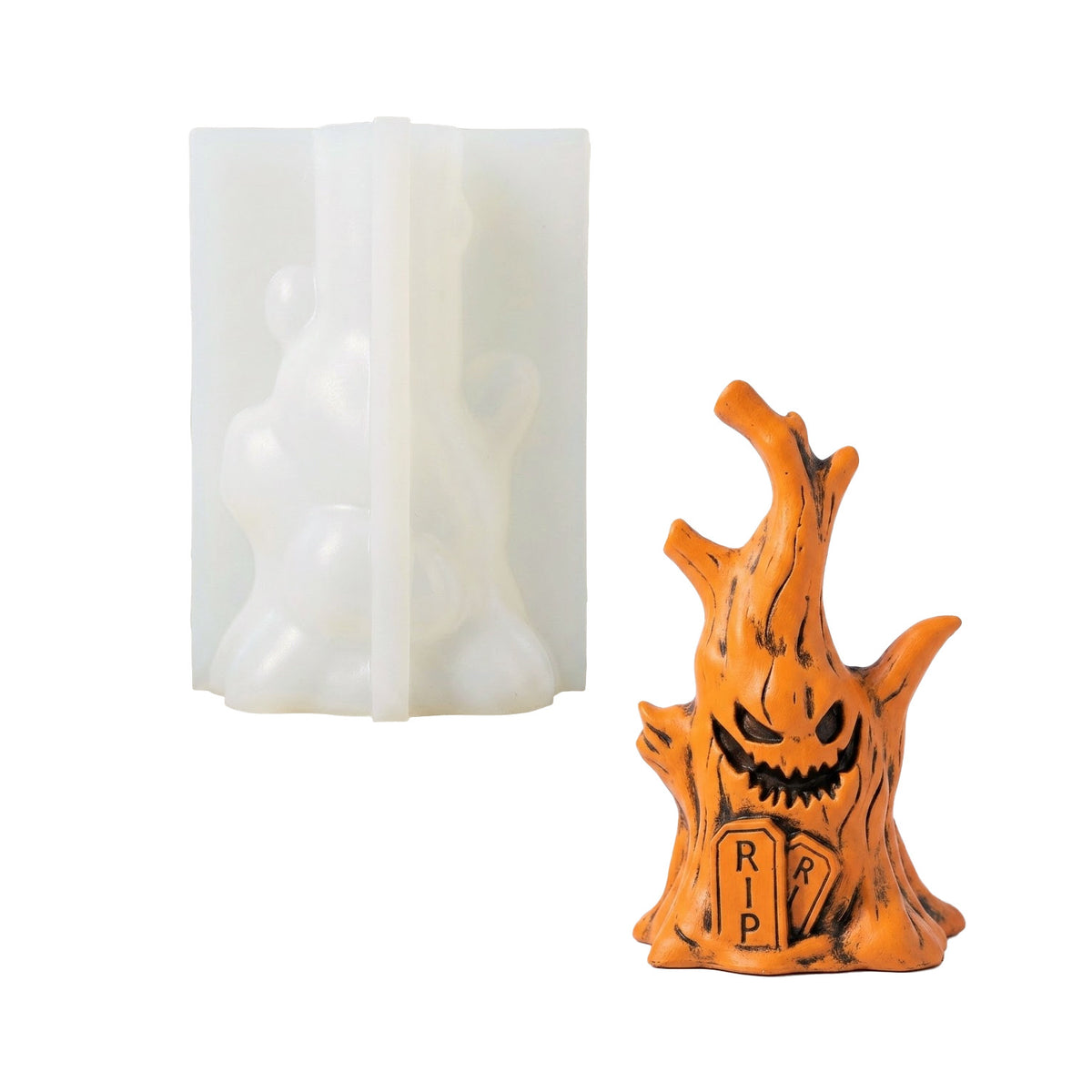 3D Spooky Tree Stump Silicone Mold, Halloween Creepy Tree Monster Mould, Scented Candle & Soap Casting Mold for Home Halloween Decor