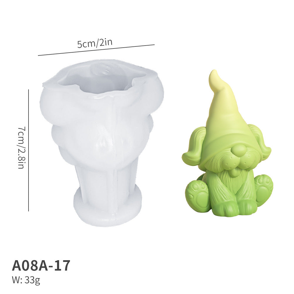 Christmas Gnome & Kitten Silicone Mold – 3D Figurine Candle Mold for Plaster, Resin & Wax, Heart Star Nordic Decor DIY