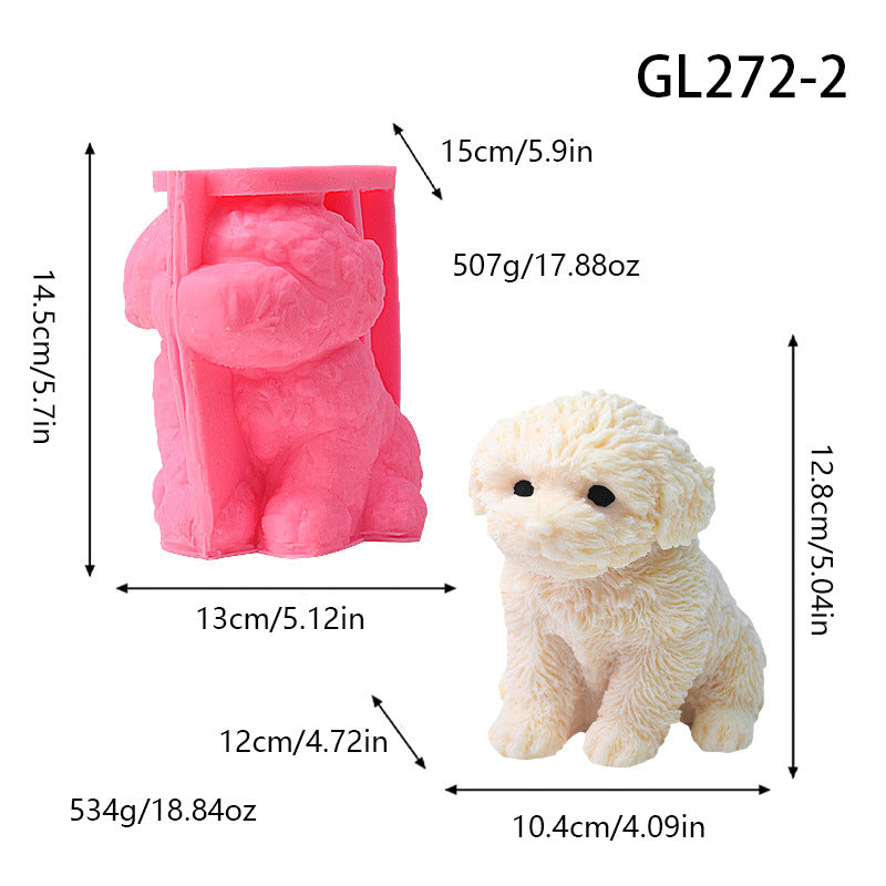 3D Teddy Dog Silicone Mold, Healing Puppy Aromatherapy Gypsum Mold, Pet Style DIY Handmade Craft Mold for Home Decor