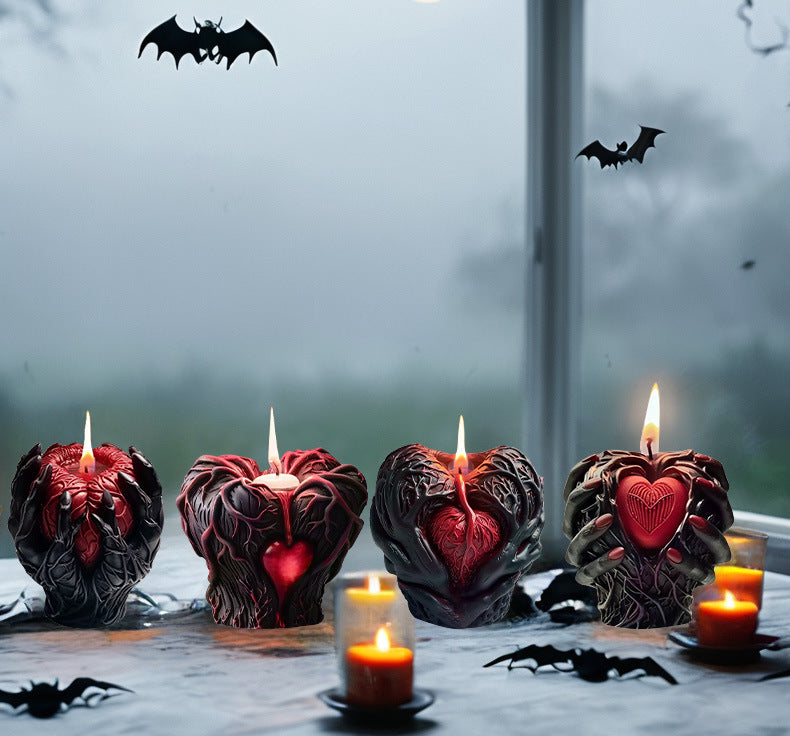 Halloween Hand Holding Heart Silicone Candle Mold, DIY Scary Horror Resin Ornament Mold for Aromatherapy Candle