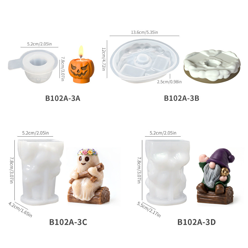 Halloween Pumpkin Skull Ghost Silicone Mold for DIY Aromatherapy Candle & Resin Craft
