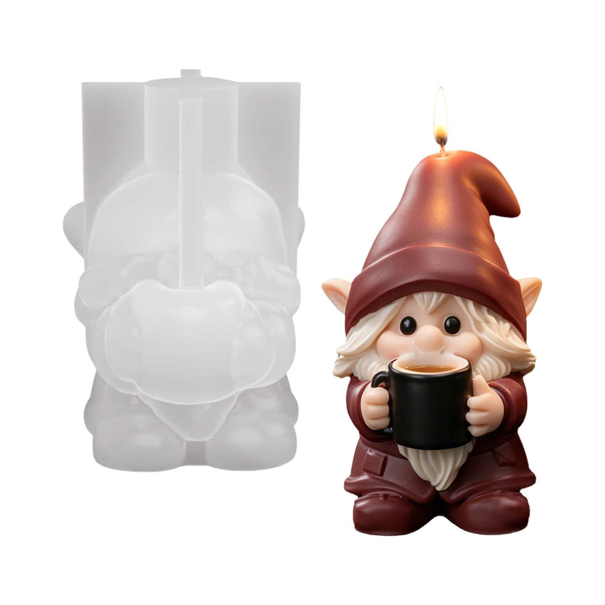Christmas Coffee Gnome Silicone Mold, Cute Santa Gnome Figurine Mould, DIY Scented Candle for Xmas Home Decor