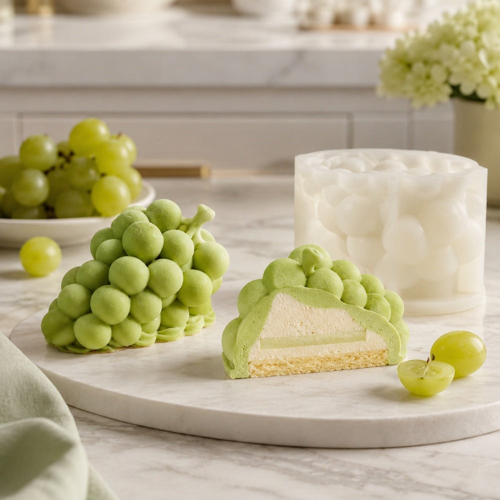 3D Grape Silicone Mold, Realistic Fruit Shaped Baking Mold, Food Grade Soft Silicone Mousse Cake & Chocolate DIY Mold for Home Dessert Making