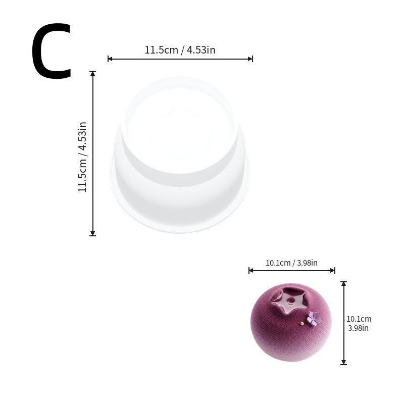 4 Inch Fruit Silicone Cake Mold, Blueberry & Apple Shape Donut Mousse Cake Mold, Chocolate Baking Tool for Home Dessert DIY