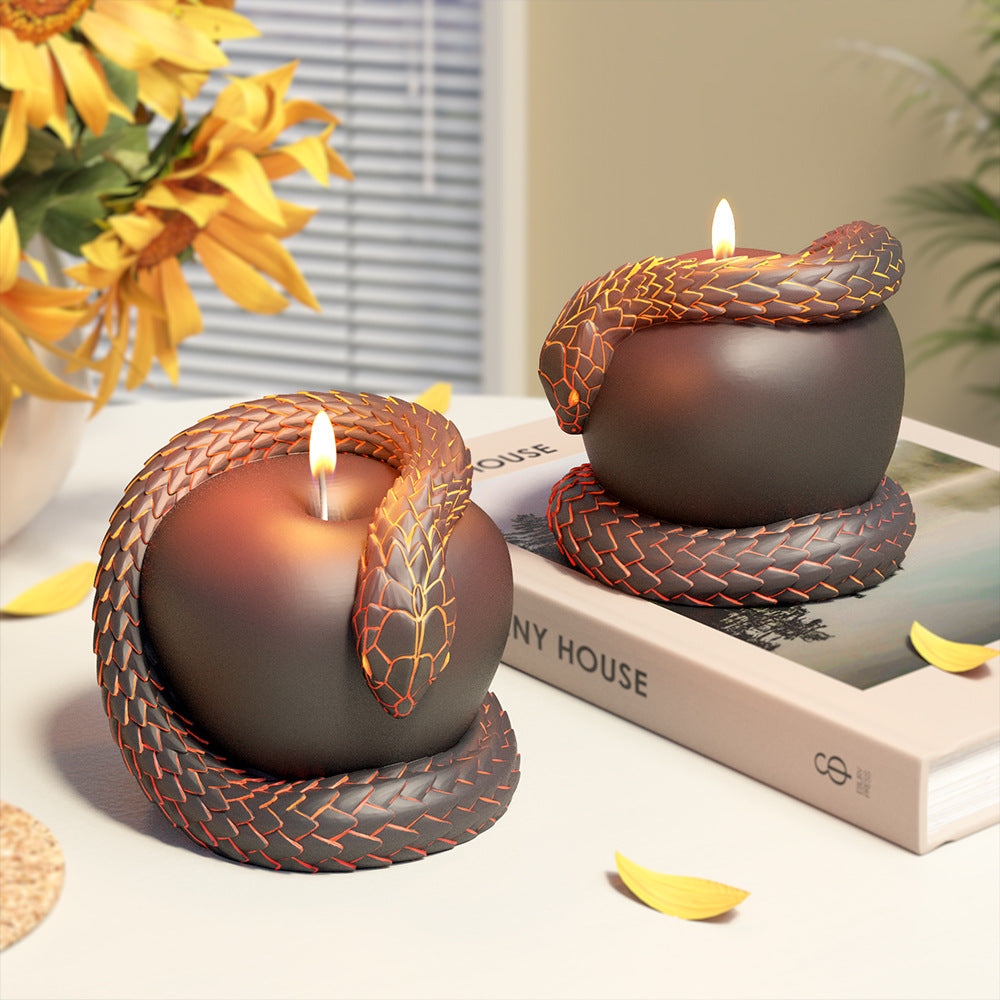 Forbidden Fruit Silicone Mold, Apple & Snake Shape Mold for Aroma Diffuser Stone, Candle, Halloween Cake Decor