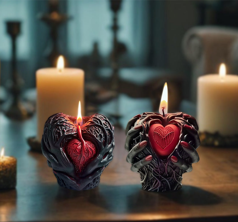Halloween Hand Holding Heart Silicone Candle Mold, DIY Scary Horror Resin Ornament Mold for Aromatherapy Candle