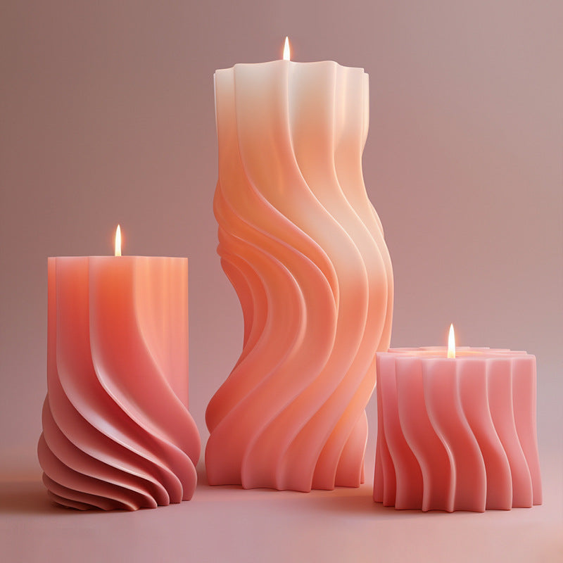 Wavy Cylinder Silicone Mold for Aromatherapy Candles, DIY Irregular Geometric Candle Mould