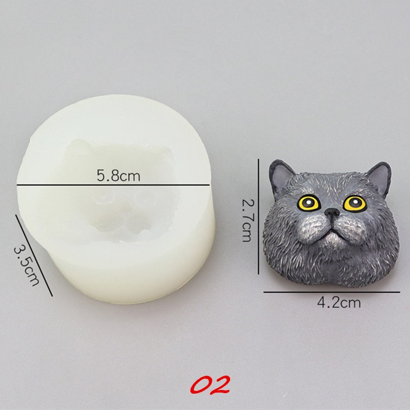 Cute Cat Head Silicone Mold-Animal Cat Resin Mold-Pet Ragdoll Cat Keychain Mold-Cat Fondant Cake Decor Mold-Scented Plaster Cat Mold